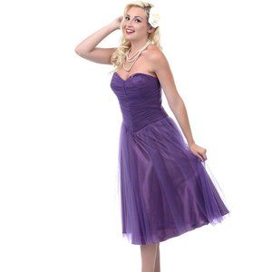 Unique Vintage purple strapless swing dress XL